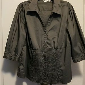 EUC beautiful grey blouse with sparking buttons